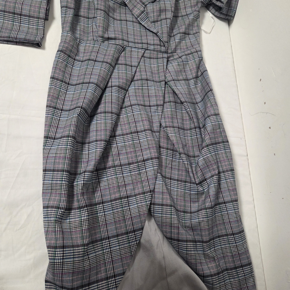 L'ATISTE Gray Plaid Midi Dress